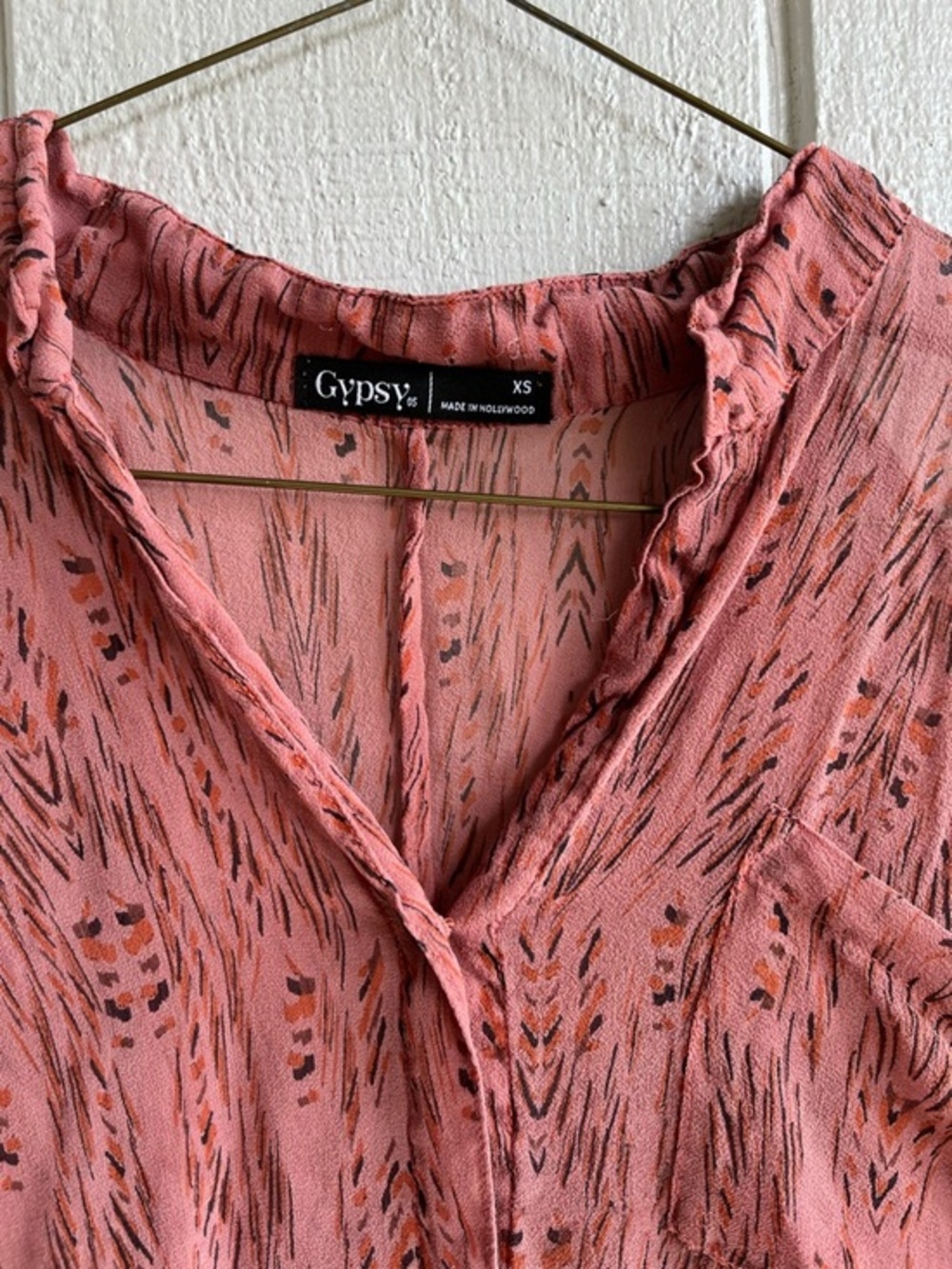 Gypsy 05 Silk Sheer Button Up Blouse Shoulder Cutouts Size‎ XS - Picture 3 of 8